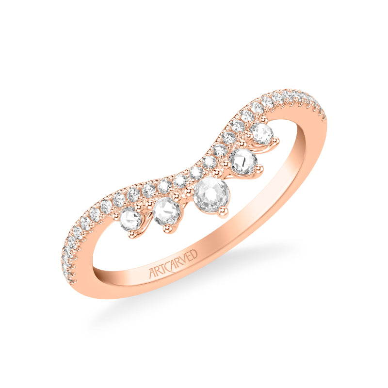 Artcarved Bridal Mounted with Side Stones Contemporary Diamond Anniversary Ring 18K Rose Gold