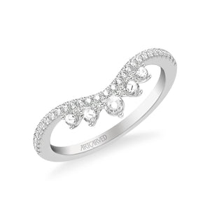 Artcarved Bridal Mounted with Side Stones Contemporary Diamond Anniversary Ring 18K White Gold