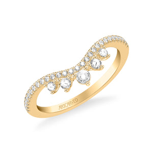 Artcarved Bridal Mounted with Side Stones Contemporary Diamond Anniversary Ring 18K Yellow Gold