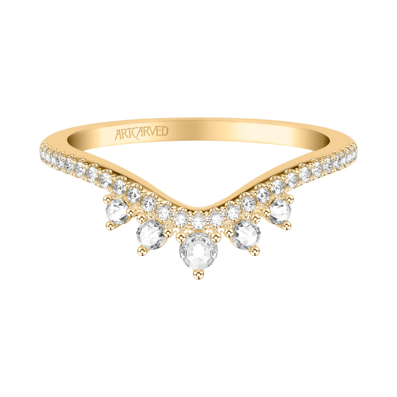 Artcarved Bridal Mounted with Side Stones Contemporary Diamond Anniversary Ring 14K Yellow Gold