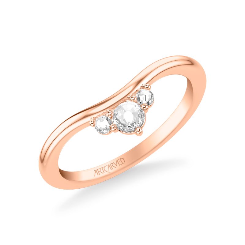 Artcarved Bridal Mounted with Side Stones Contemporary Diamond Anniversary Ring 18K Rose Gold