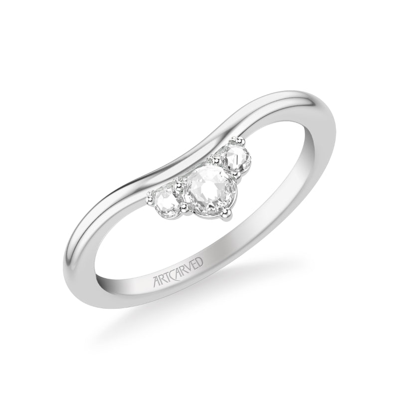 Artcarved Bridal Mounted with Side Stones Contemporary Diamond Anniversary Ring 18K White Gold