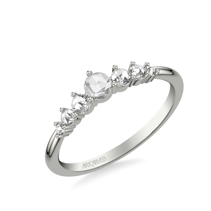 Artcarved Bridal Mounted with Side Stones Contemporary Diamond Anniversary Band 14K White Gold