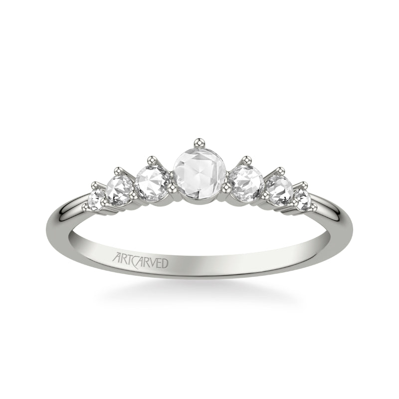 Artcarved Bridal Mounted with Side Stones Contemporary Diamond Anniversary Band 14K White Gold
