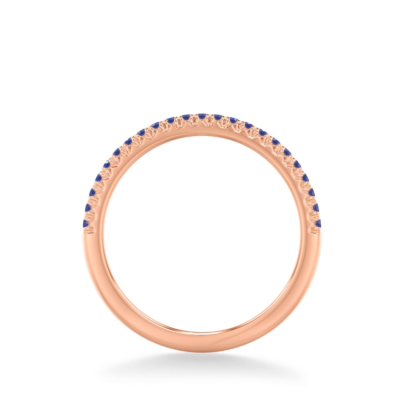 Artcarved Bridal Mounted with Side Stones Classic Anniversary Band 18K Rose Gold & Blue Sapphire