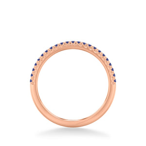 Artcarved Bridal Mounted with Side Stones Classic Anniversary Band 18K Rose Gold & Blue Sapphire