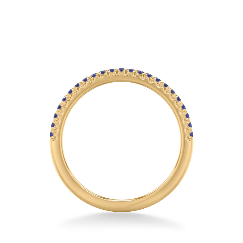 Artcarved Bridal Mounted with Side Stones Classic Anniversary Band 14K Yellow Gold & Blue Sapphire