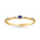 Artcarved Bridal Mounted with Side Stones Classic Anniversary Band 14K Yellow Gold & Blue Sapphire