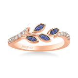 Artcarved Bridal Mounted with Side Stones Contemporary Anniversary Ring 14K Rose Gold & Blue Sapphire