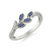 Artcarved Bridal Mounted with Side Stones Contemporary Anniversary Ring 18K White Gold & Blue Sapphire
