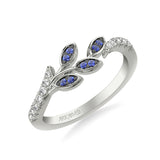 Artcarved Bridal Mounted with Side Stones Contemporary Anniversary Ring 14K White Gold & Blue Sapphire