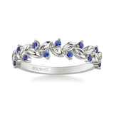 Artcarved Bridal Mounted with Side Stones Contemporary Anniversary Ring 14K White Gold & Blue Sapphire