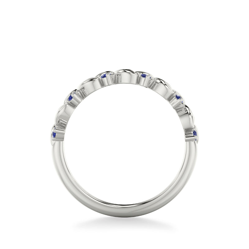 Artcarved Bridal Mounted with Side Stones Contemporary Anniversary Ring 18K White Gold & Blue Sapphire