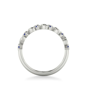 Artcarved Bridal Mounted with Side Stones Contemporary Anniversary Ring 18K White Gold & Blue Sapphire