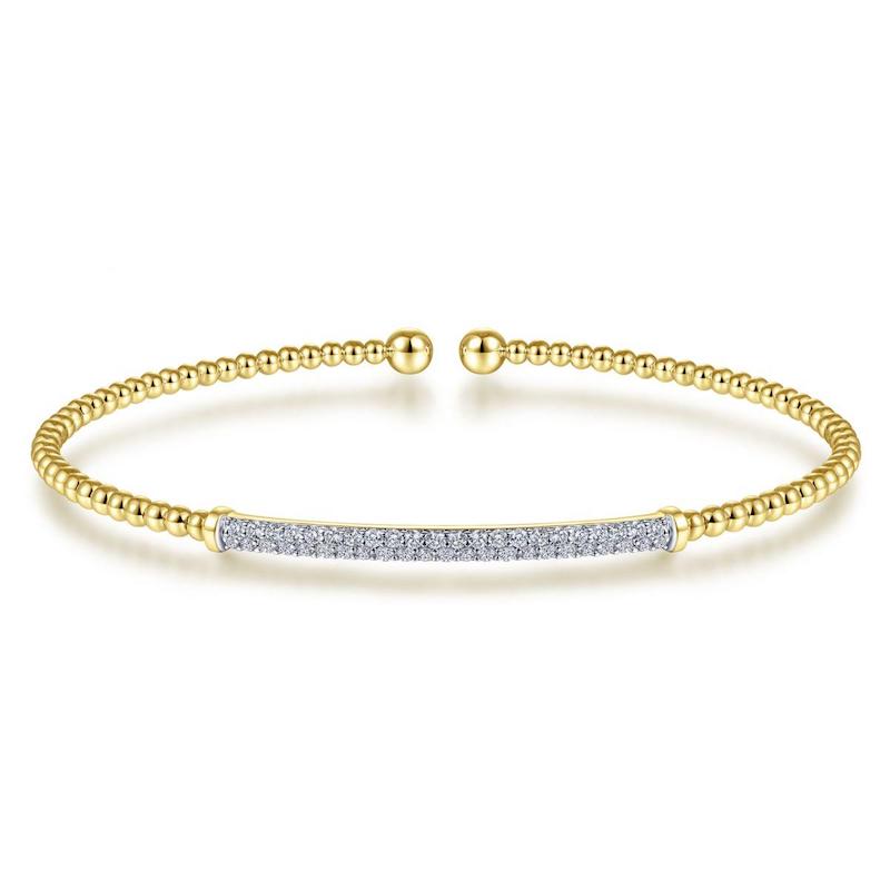 Gabriel & Co. 14k Yellow Gold Bujukan Diamond Bangle Bracelet