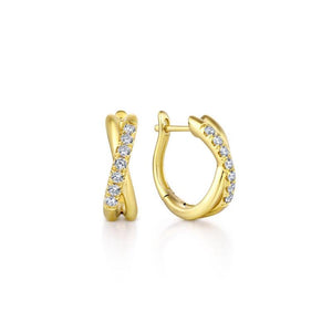 Gabriel & Co. 14k Yellow Gold Contemporary Diamond Huggie Earrings