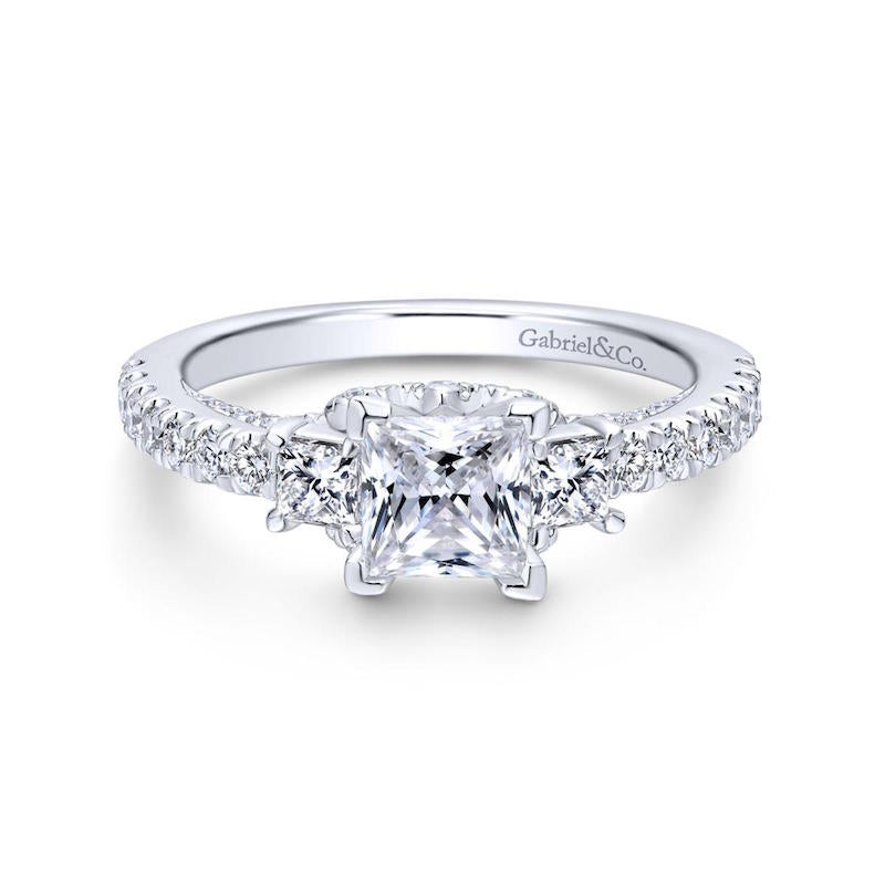 Gabriel & Co. 14k White Gold Entwined 3 Stone Engagement Ring