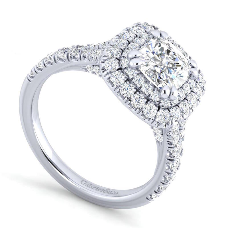 Gabriel & Co. 14k White Gold Entwined Double Halo Engagement Ring