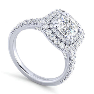 Gabriel & Co. 14k White Gold Entwined Double Halo Engagement Ring
