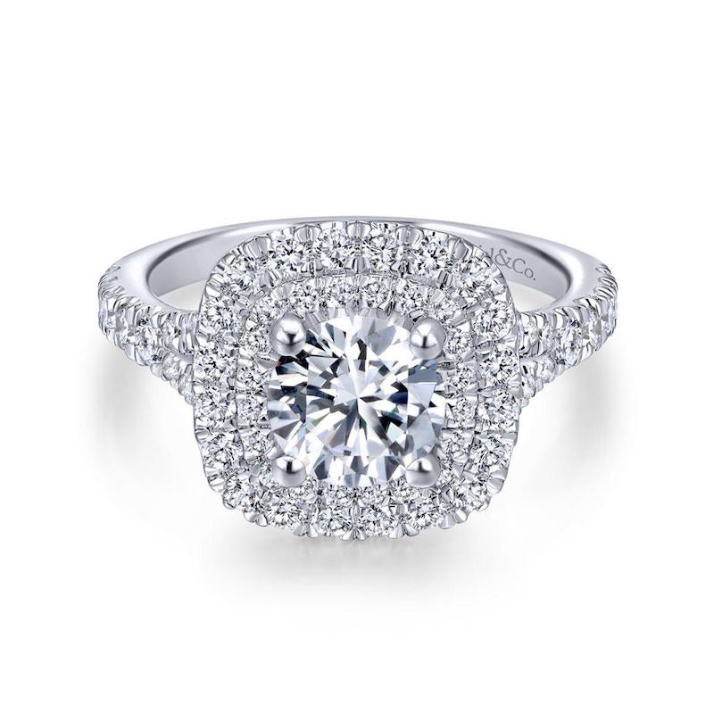 Gabriel & Co. 14k White Gold Entwined Double Halo Engagement Ring