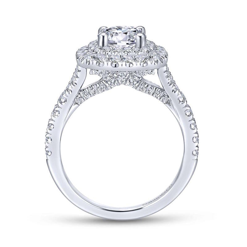 Gabriel & Co. 14k White Gold Entwined Double Halo Engagement Ring