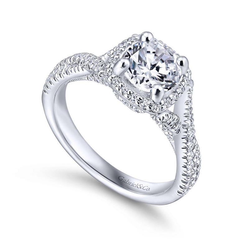 Gabriel & Co. 14k White Gold Rosette Halo Engagement Ring
