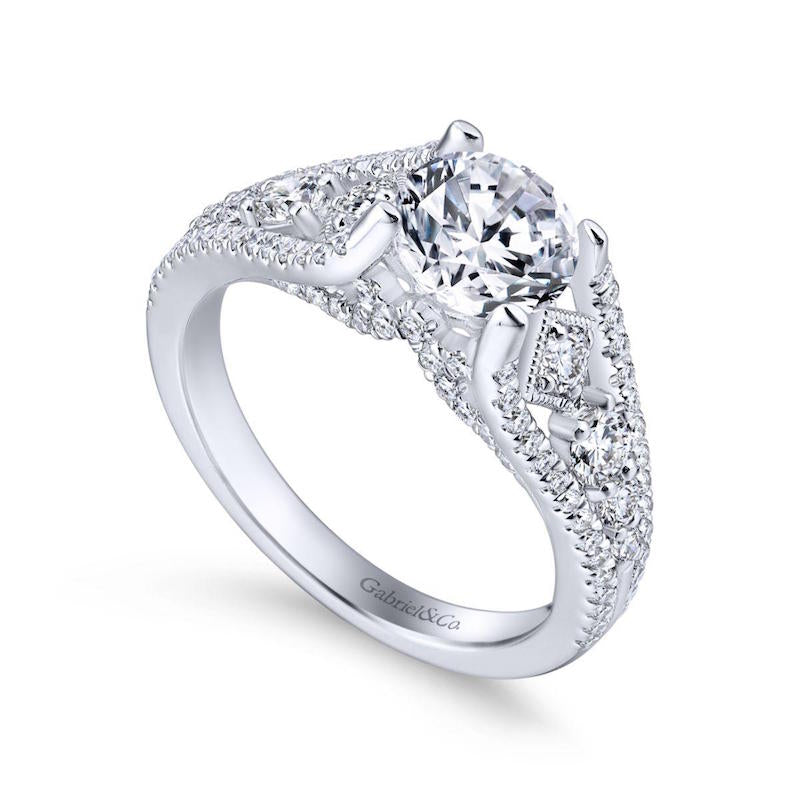 Gabriel & Co. 14k White Gold Entwined Straight Engagement Ring