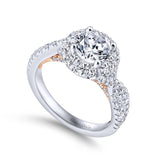 Gabriel & Co. 14k Two Tone Gold Blush Halo Engagement Ring