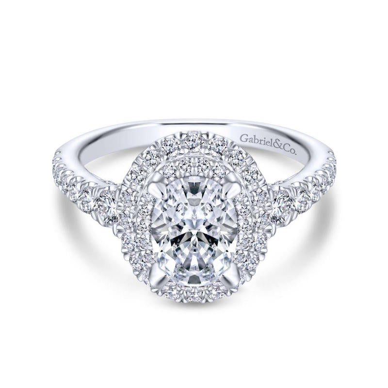 Gabriel & Co. 14k White Gold Rosette Double Halo Engagement Ring