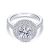 Gabriel & Co. 14k White Gold Rosette Double Halo Engagement Ring