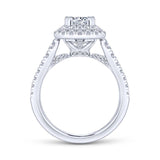 Gabriel & Co. 14k White Gold Rosette Double Halo Engagement Ring