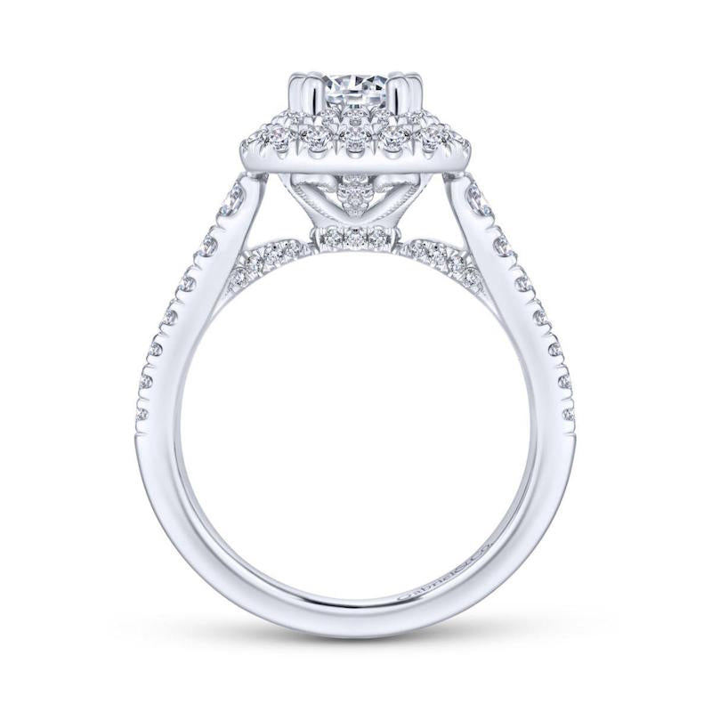 Gabriel & Co. 14k White Gold Rosette Double Halo Engagement Ring