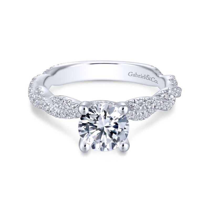 Gabriel & Co. 14k White Gold Contemporary Twisted Engagement Ring