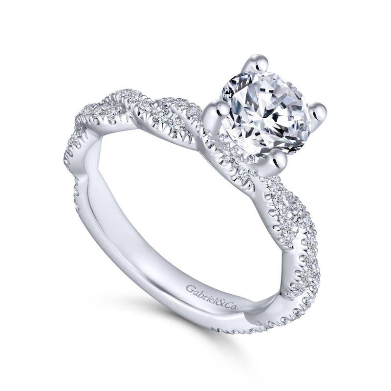 Gabriel & Co. 14k White Gold Contemporary Twisted Engagement Ring