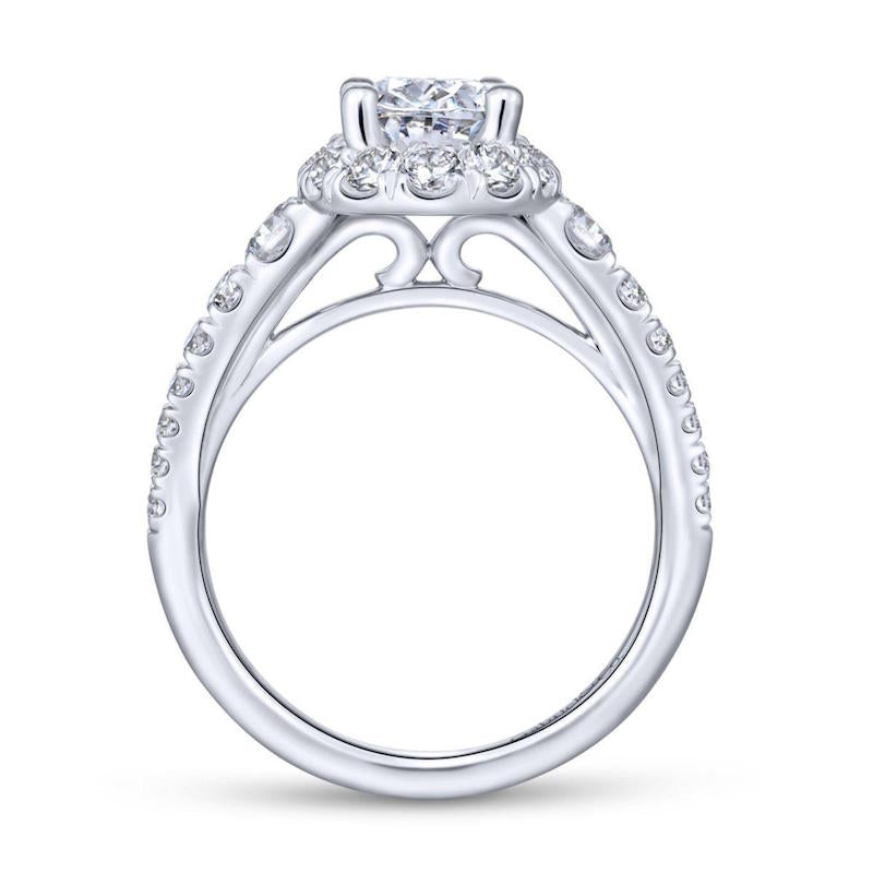 Gabriel & Co. 14k White Gold Contemporary Halo Engagement Ring