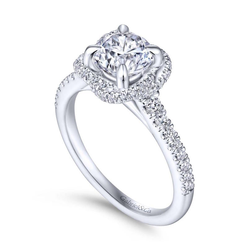 Gabriel & Co. 14k White Gold Contemporary Halo Engagement Ring