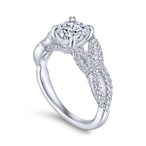 Gabriel & Co. 14k White Gold Contemporary Twisted Engagement Ring