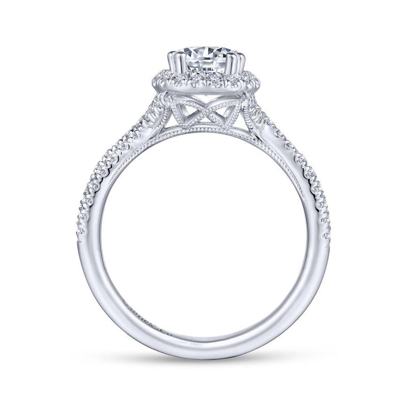 Gabriel & Co. 14k White Gold Contemporary Halo Engagement Ring