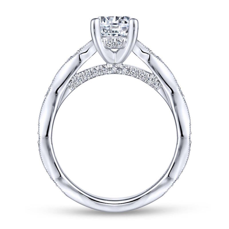 Gabriel & Co. 14k White Gold Victorian Straight Engagement Ring