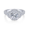 Gabriel & Co. 14k White Gold Art Deco Halo Engagement Ring