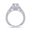 Gabriel & Co. 14k White Gold Art Deco Halo Engagement Ring