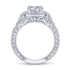 Gabriel & Co. 14k White Gold Victorian Halo Engagement Ring