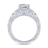 Gabriel & Co. 14k White Gold Art Deco Wide Band Engagement Ring