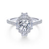 Gabriel & Co. 14k White Gold Art Deco Halo Engagement Ring