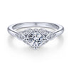 Gabriel & Co. 14k White Gold Art Deco Straight Engagement Ring