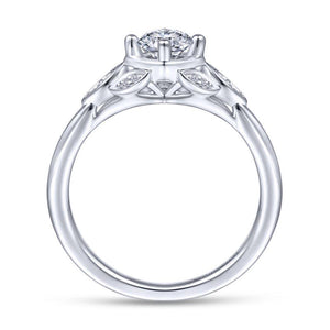 Gabriel & Co. 14k White Gold Art Deco Straight Engagement Ring