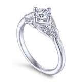 Gabriel & Co. 14k White Gold Art Deco Straight Engagement Ring