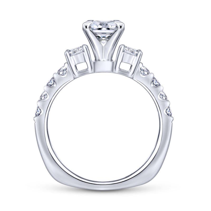 Gabriel & Co. 14k White Gold Contemporary 3 Stone Engagement Ring