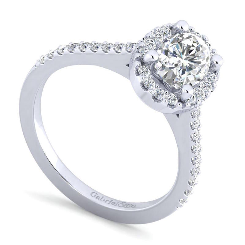 Gabriel & Co. 14k White Gold Contemporary Halo Engagement Ring