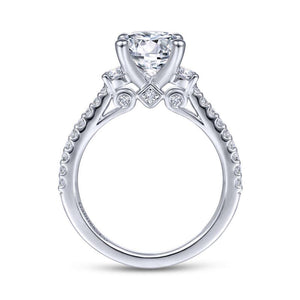 Gabriel & Co. 14k White Gold Contemporary 3 Stone Engagement Ring